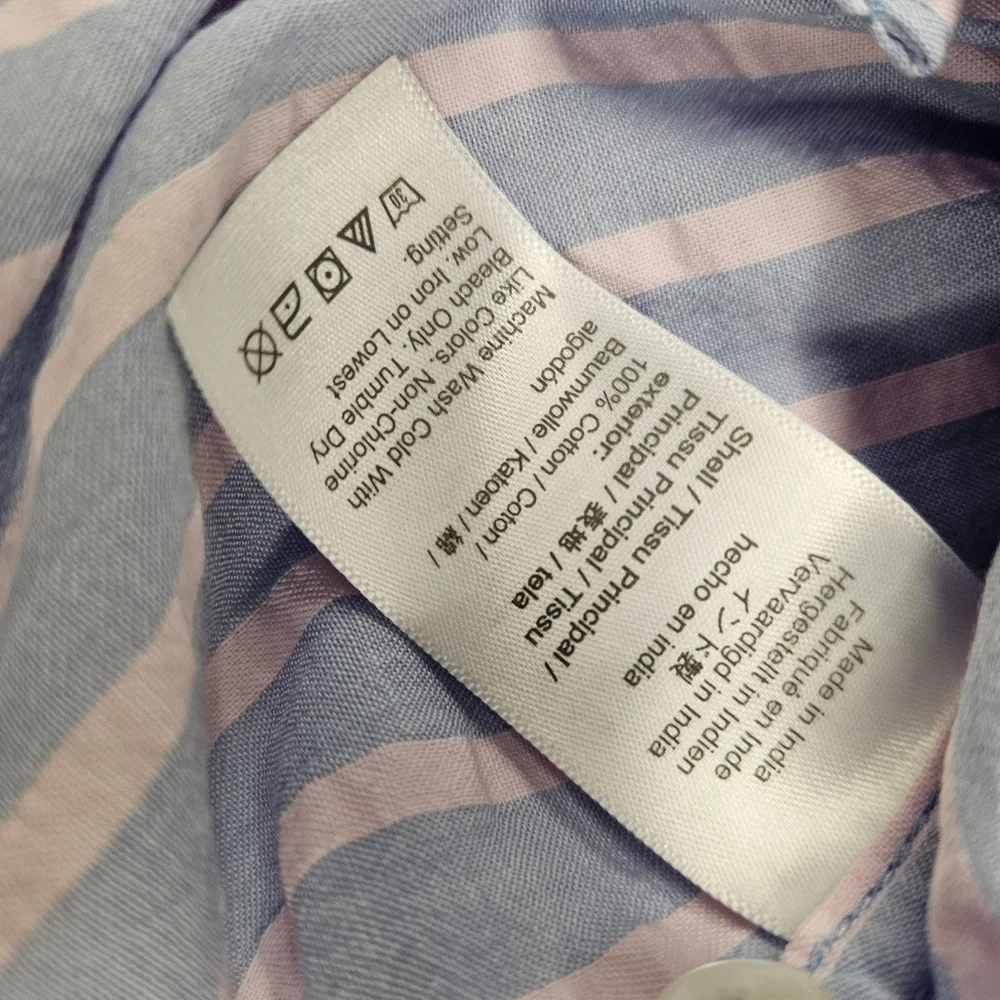 NWT J Crew Shirt Mens Med Slim Seersucker Striped Blue Pink Button Down Cotton